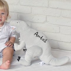 Plyšový Tyranosaurus šedá L s menom Lukáš