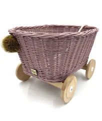 Prútený vozík na ťahanie za šnúrku - fialová