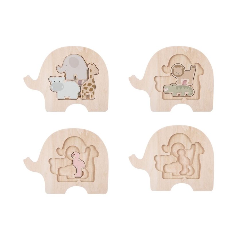 Drevené puzzle safari