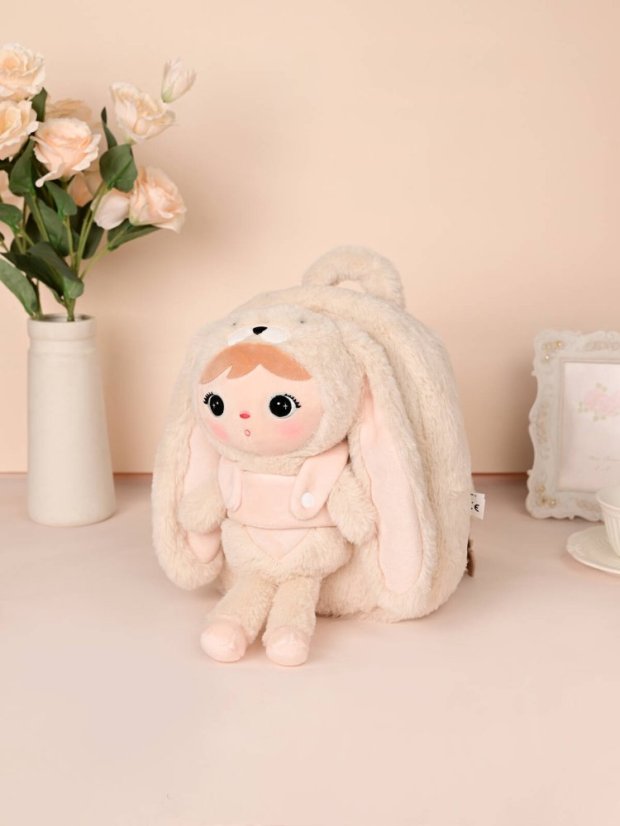Batoh s odnímatelným plyšákem – béžový králík  27 cm