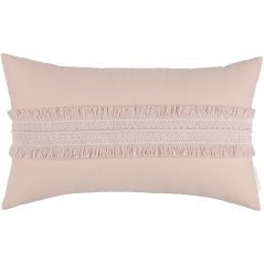 Boho obdĺžnikový vankúš s čipkou púdrovo ružová 35×60cm