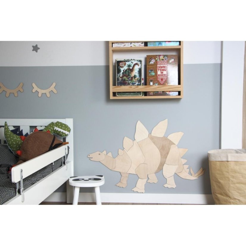 Drevená nástenná dekorácia Origami Stegosaurus – dinosaurus do detskej izby