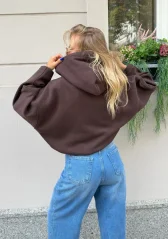 Lilo – Hnědá oversized mikina na zip s kapucí