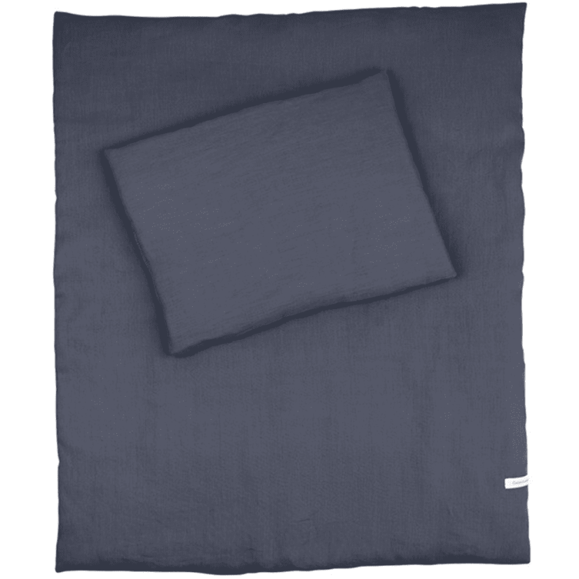 Ľanová sada do postieľok s výplňou grafitová 50x65 cm
