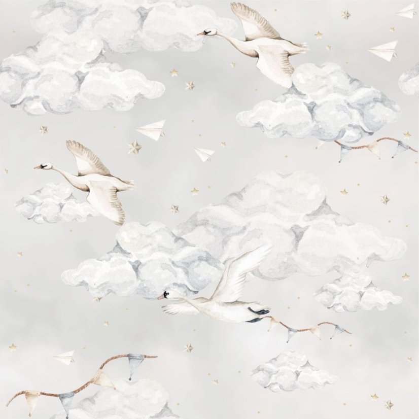 Tapeta kouzelné labutě modré 280x100 cm