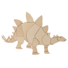 Drevená nástenná dekorácia Origami Stegosaurus – dinosaurus do detskej izby