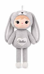 Mojkáčik - Bábika králik sivá s menom Nelka XL 70 cm