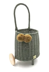 Prútený košík s rúčkou – detský olivový | Ručne vyrobený košík pre deti
