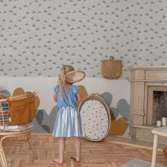 Tapeta sedmikrásky béžově modrá 280x50 cm