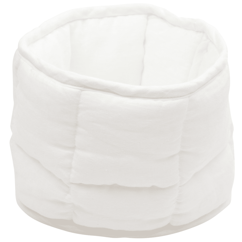 Ľanový prešívaný košík biely o 20 cm