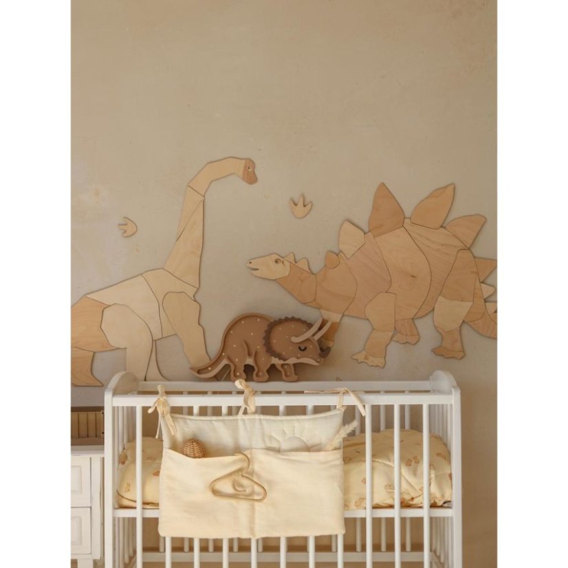 Drevená nástenná dekorácia Origami Diplodocus – dinosaurus do detskej izby