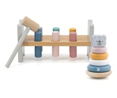 VIGA PolarB Dřevěná Montessori pyramida a zatloukačka