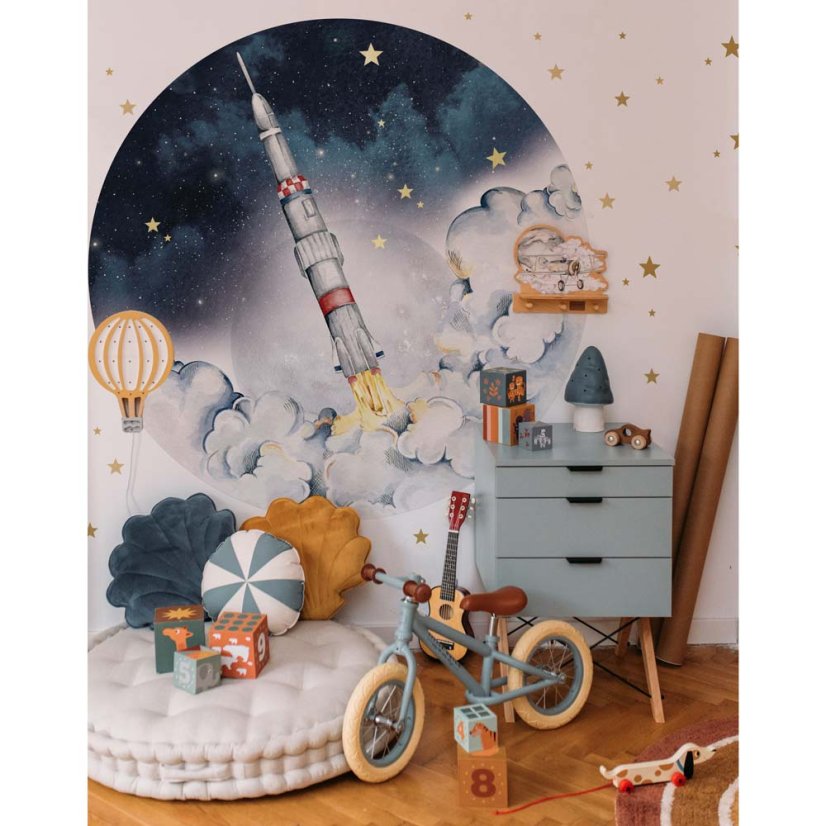 Samolepka do detskej izby Raketa v kruhu / Priemyselná evolúcia