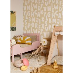 Tapeta béžové písmena 280x100 cm