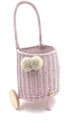 Prútený košík s rúčkou – detský ružový | Ručne vyrobený košík pre deti