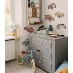 Samolepka do detskej izby história automobilov/priemyselná evolúcia 95×85 cm