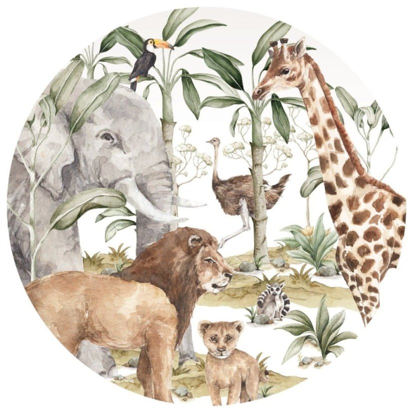 Samolepka do detskej izby Savanna svet v kruhu - Šírka: M
