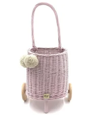 Prútený košík s rúčkou – detský ružový | Ručne vyrobený košík pre deti