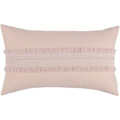 Boho obdélníkový polštář s krajkou pudrově růžová 35×60cm