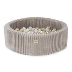 Suchý bazén okrúhly 90x30 cm – béžový Puffy Lamell + 200 perleťových guličiek
