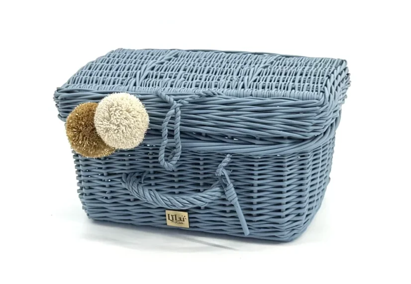 Prútený kufrík - modrá