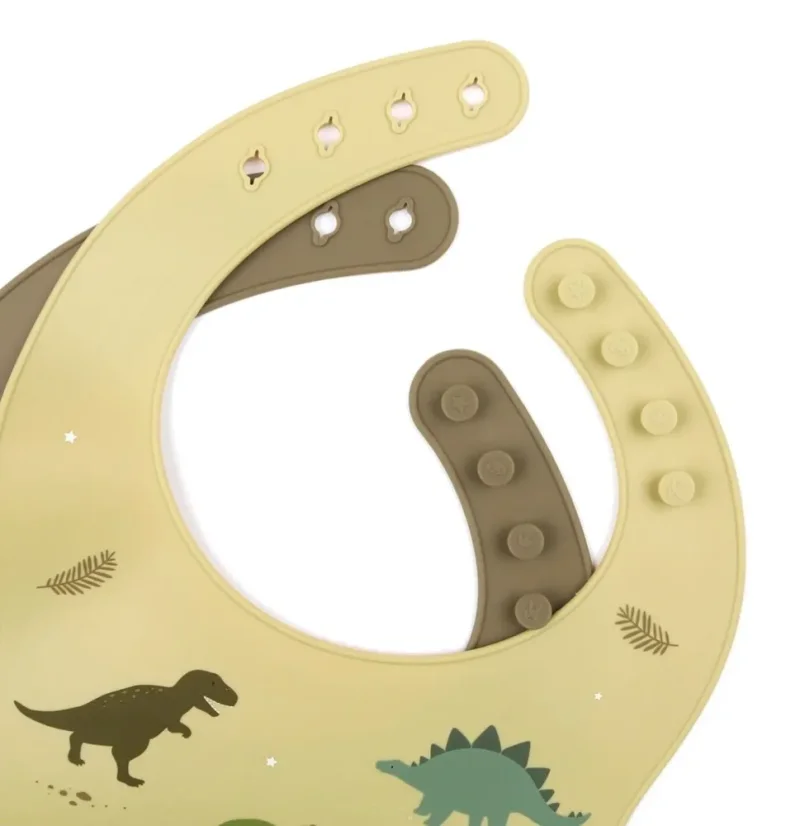 Sada 2 silikónových podbradníkov dinosaurus