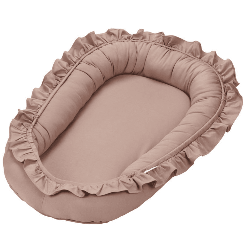 Hnízdo pro miminko s volánem broskvová 83x54cm