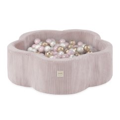 Suchý bazén kvítek - růžový manšestr 95×30 cm + 200 kuliček