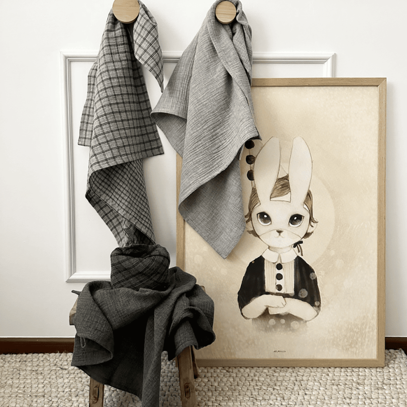 Mušelínová plenka z organické bavlny šedá melanž 70×70 cm