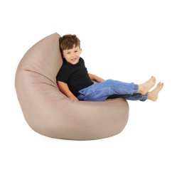 Béžový sedací vak pre deti – vodeodolný, pohodlný a bezpečný