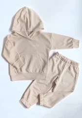 Detská mikina s kapucňou mandľová