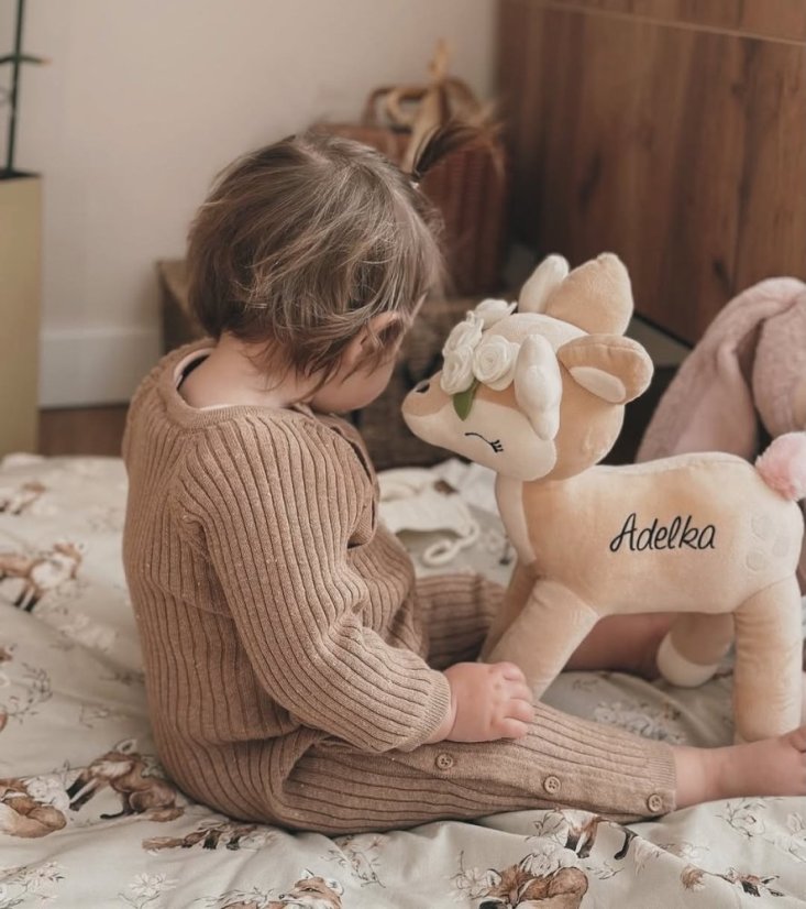 Plyšová srnka Bambi béžové kvety  35 cm