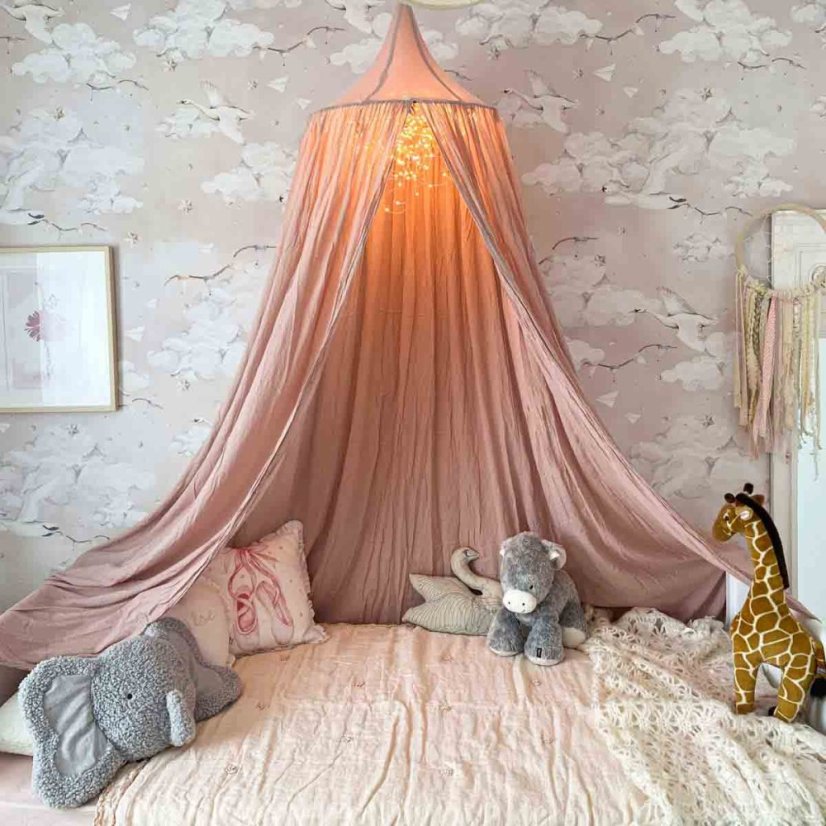 Tapeta kouzelné labutě pudrově růžová 280×100 cm