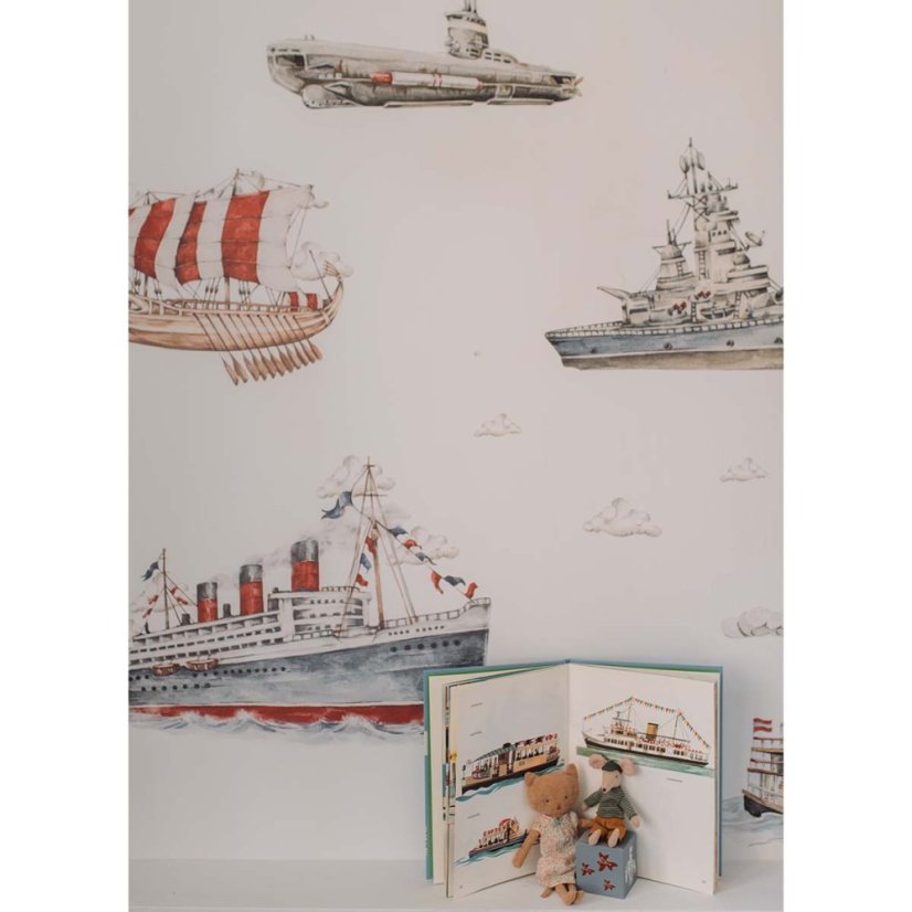 Samolepka do dětského pokoje historie lodí
