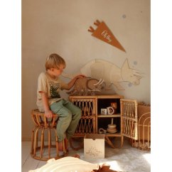 Drevená nástenná dekorácia Origami Triceratops – dinosaurus do detskej izby