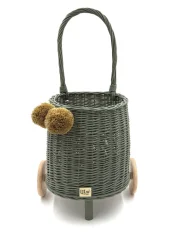 Prútený košík s rúčkou – detský olivový | Ručne vyrobený košík pre deti