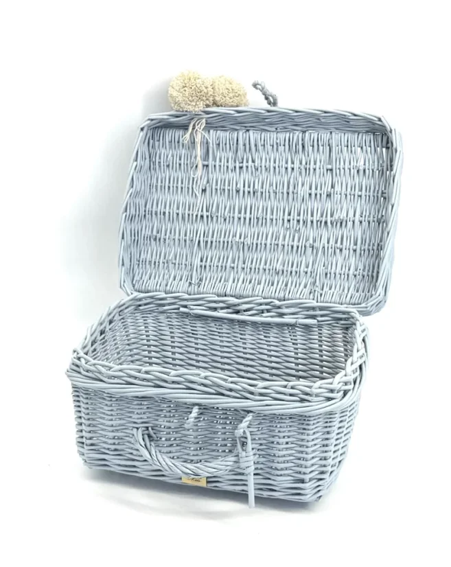 Prútený kufrík - svetlomodrá