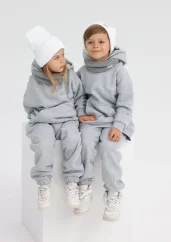 Detská mikina s kapucňou melírovaná šedá