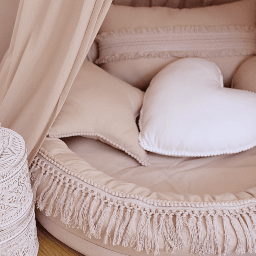 Boho polštář hvězda s bublinkami pudrově růžová 50 cm