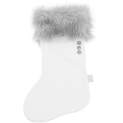 Vánoční punčocha bílá s šedou kožešinou 42x26cm