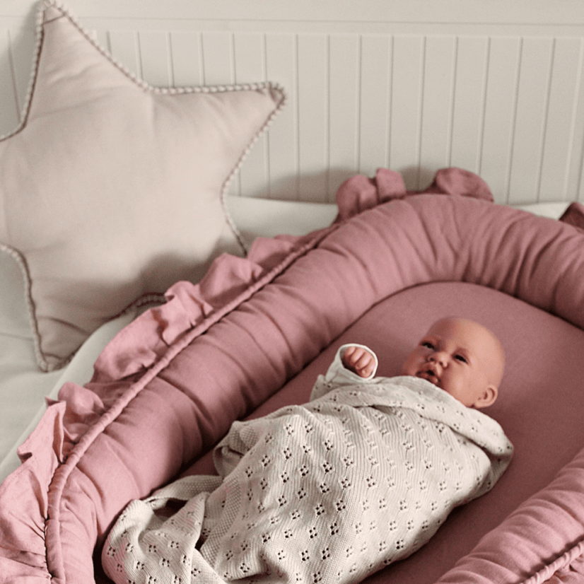 Boho polštář hvězda s bublinkami pudrově růžová 50 cm