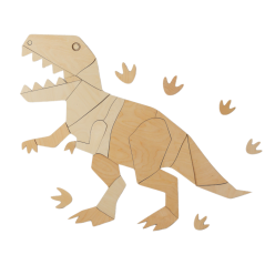 Drevená nástenná dekorácia Origami T-rex – dinosaurus do detskej izby