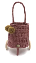 Prútený košík s rúčkou – detský malinový | Ručne vyrobený košík pre deti