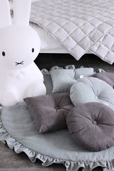 Kulatý polštář s knoflíkem grafitový 40 cm