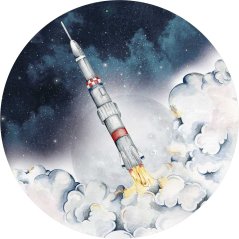 Samolepka do detskej izby Raketa v kruhu / Priemyselná evolúcia