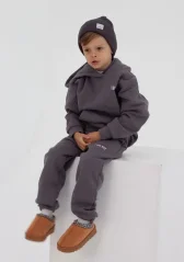 Detská mikina s kapucňou tmavo šedá