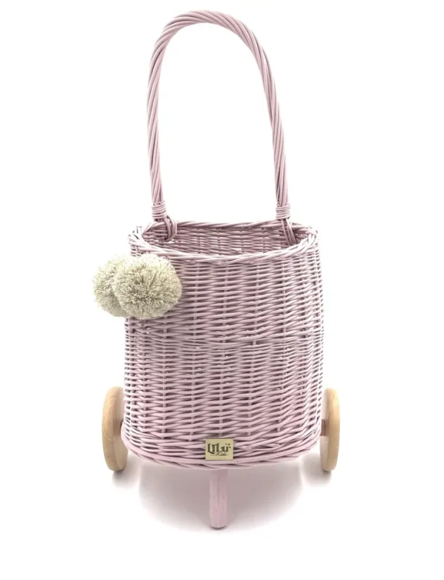 Prútený košík s rúčkou – detský ružový | Ručne vyrobený košík pre deti