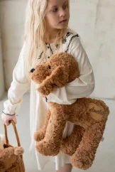Plyšový psík s menom 50 cm hnedá – veľký personalizovaný mojkáč