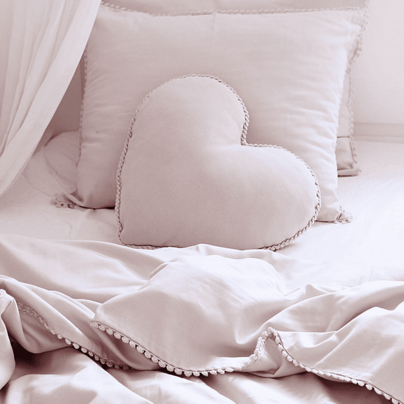 Boho polštář srdce s bublinkami pudrově růžová 44 cm