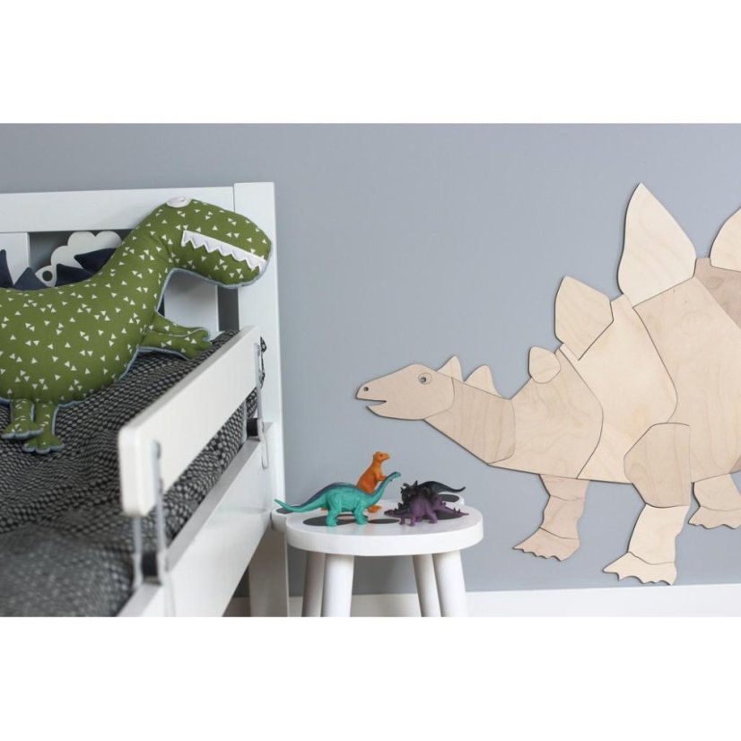 Drevená nástenná dekorácia Origami Stegosaurus – dinosaurus do detskej izby